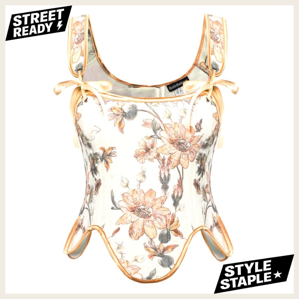 Size 8 Renaissance Corset Top with Lace Up Back & Zipper Closure